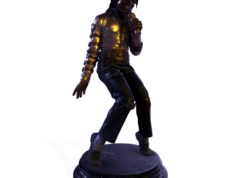 MJ PBR 1980s Pop Icon Bad Tour Dance Pose Statue STL 3D 3D Print Model