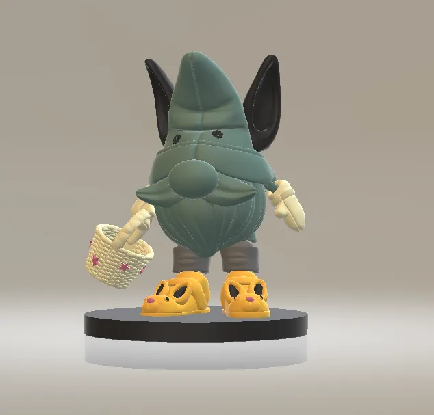 Cute Gnome Character with Basket 3D Model .c4d .max .obj .3ds .fbx .stl .blend 