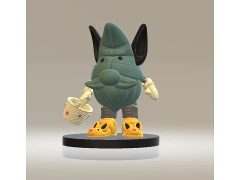Cute Gnome Character with Basket 3D Model