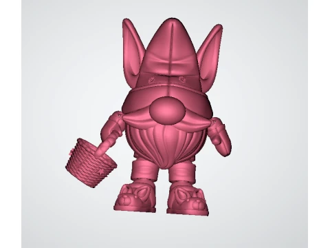 Cute Gnome Character with Basket 3D Model