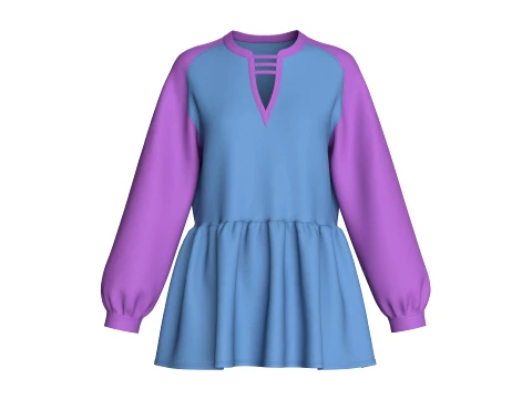 Haut p&eacute;plum &agrave; manches raglan et encolure d&eacute;coup&eacute;e pour fille Modèle 3D