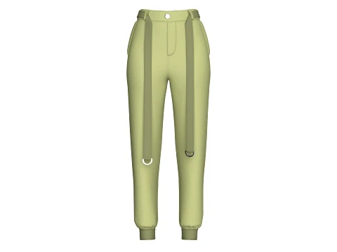 Pantalon de jogging Techwear avec sangle en D et sangle pour fille Modèle 3D