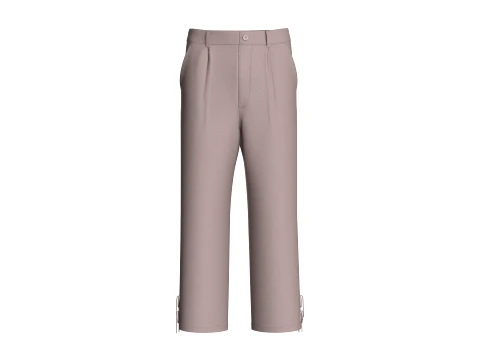 Pantalon &agrave; lacets pliss&eacute; taupe pour homme Modèle 3D