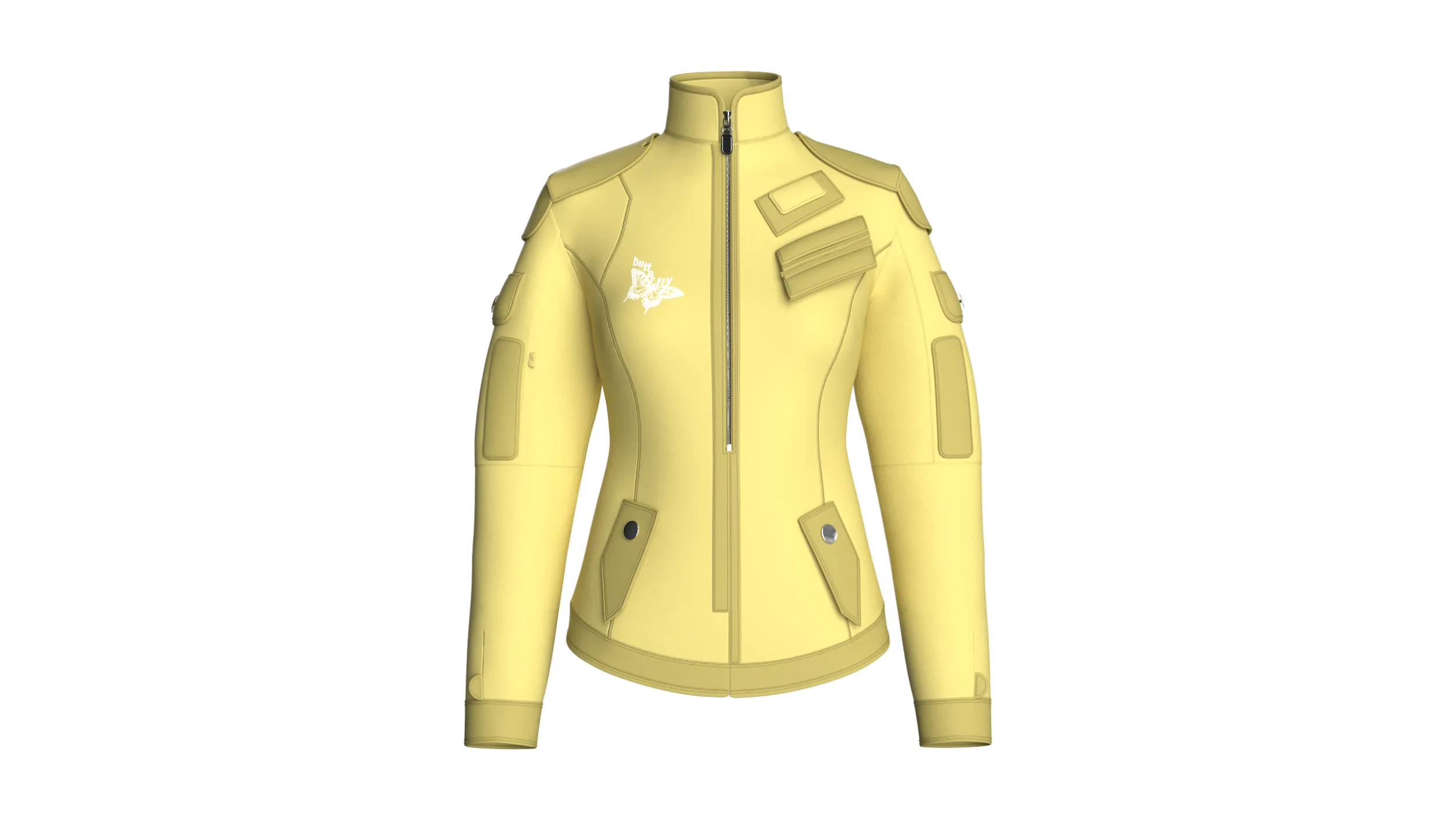 Girls Butterfly Graphic Tactical Jacket 3D Model .c4d .max .obj .3ds .fbx .stl .blend 