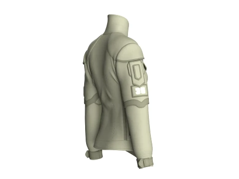 Girls Flap Pockets Full-Zip Tactical Jacket 3D Model