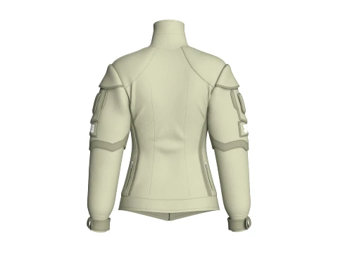 Girls Flap Pockets Full-Zip Tactical Jacket 3D Model