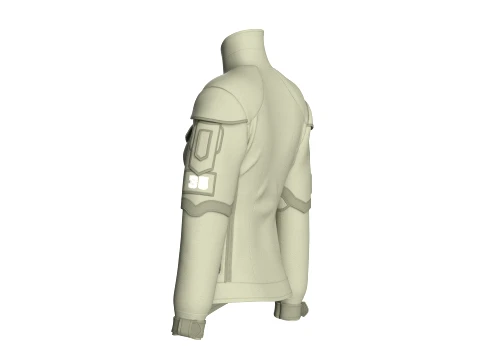 Girls Flap Pockets Full-Zip Tactical Jacket 3D Model