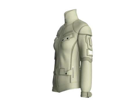 Girls Flap Pockets Full-Zip Tactical Jacket 3D Model