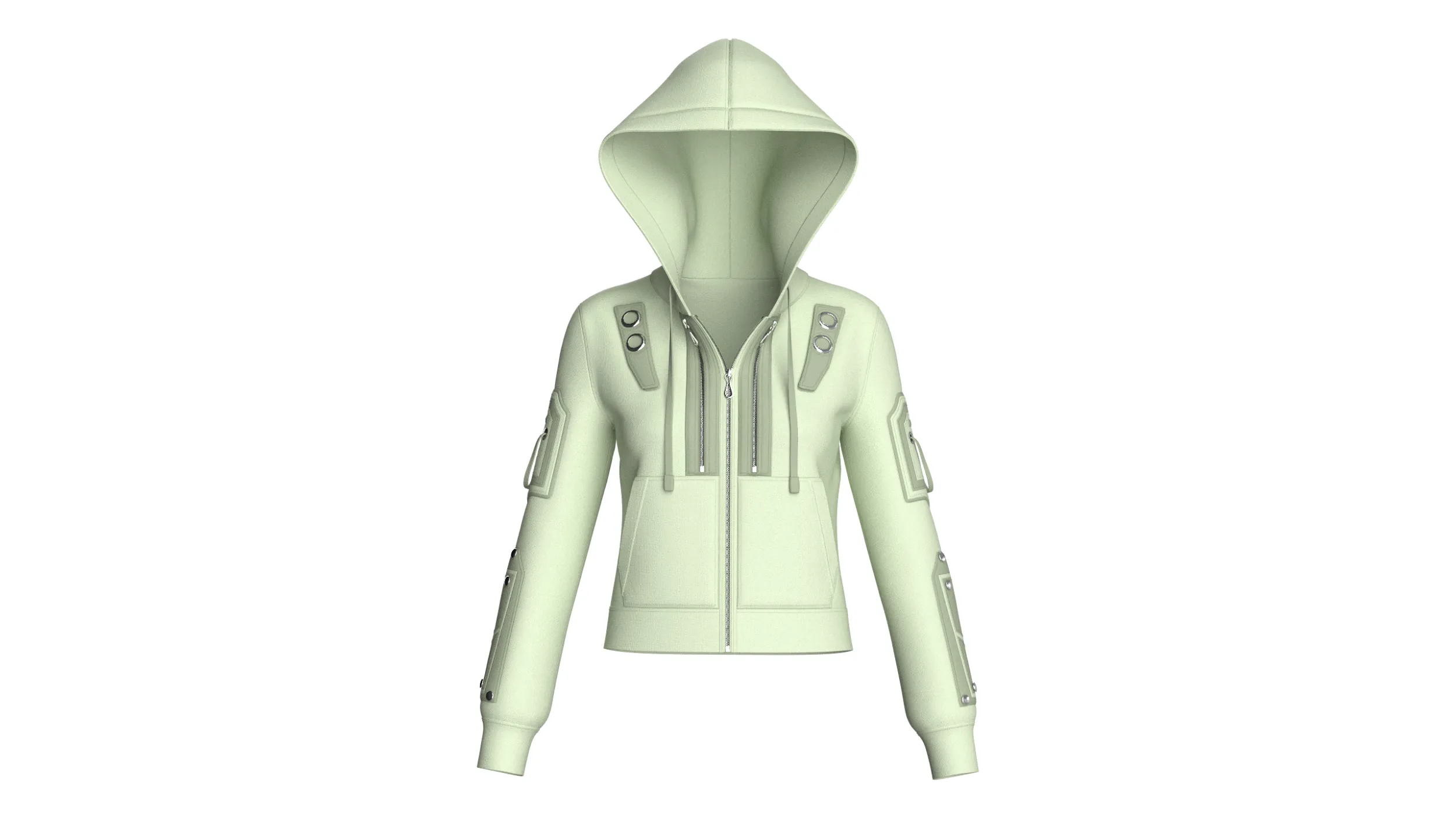 Girls Hooded Tactical Jacket With Pocket 3D Model .c4d .max .obj .3ds .fbx .stl .blend 