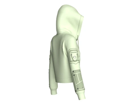 Girls Hooded Tactical Jacket With Pocket 3D Model