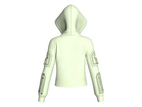 Girls Hooded Tactical Jacket With Pocket 3D Model