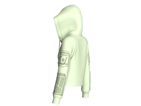 Girls Hooded Tactical Jacket With Pocket 3D Model