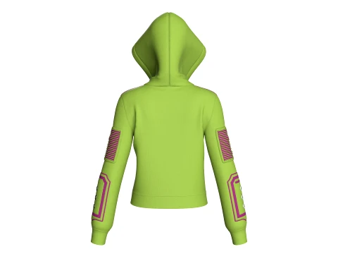 Girls Hooded Zip Jacket With Sleeve Pocket 3D Model