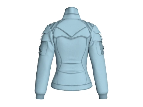 Girls Multi Pocket Tactical Jacket 3D Model