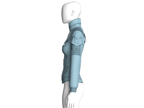 Girls Multi Pocket Tactical Jacket 3D Model
