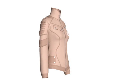 Girls Tactical Jacket With Logo Print 3D Model