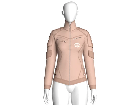 Girls Tactical Jacket With Logo Print 3D Model