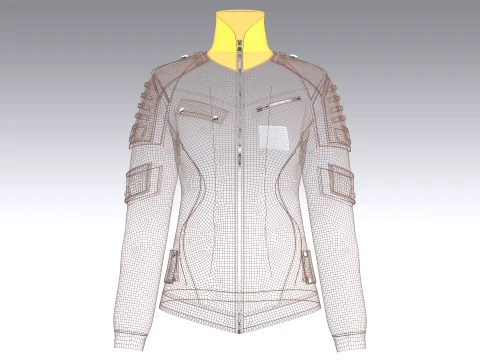Girls Tactical Jacket With Logo Print 3D Model