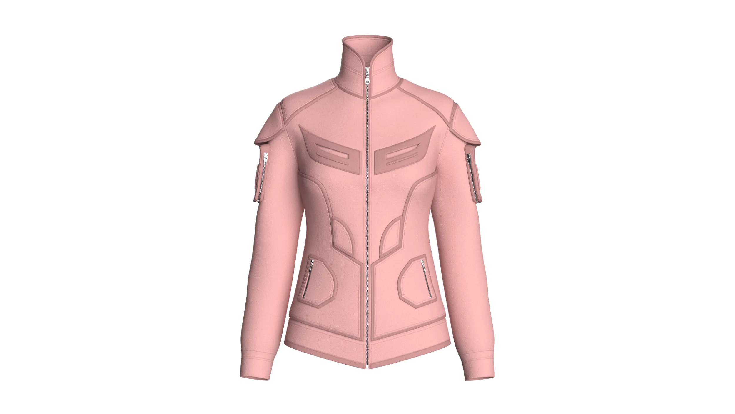 Girls Tactical Jacket With Zip Pocket 3D Model .c4d .max .obj .3ds .fbx .stl .blend