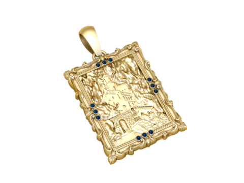 Pendentif en relief de château gothique modèle de bijoux imprimable en 3D Modèles 3D en vedette