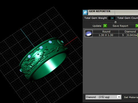 Floral Diamond Gold Band Ring 3D Model
