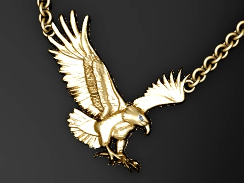 Flying Eagle Gold Necklace Modello 3D