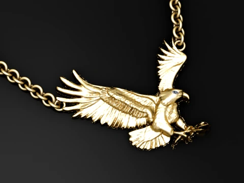 Flying Eagle Gold Necklace 3D Model