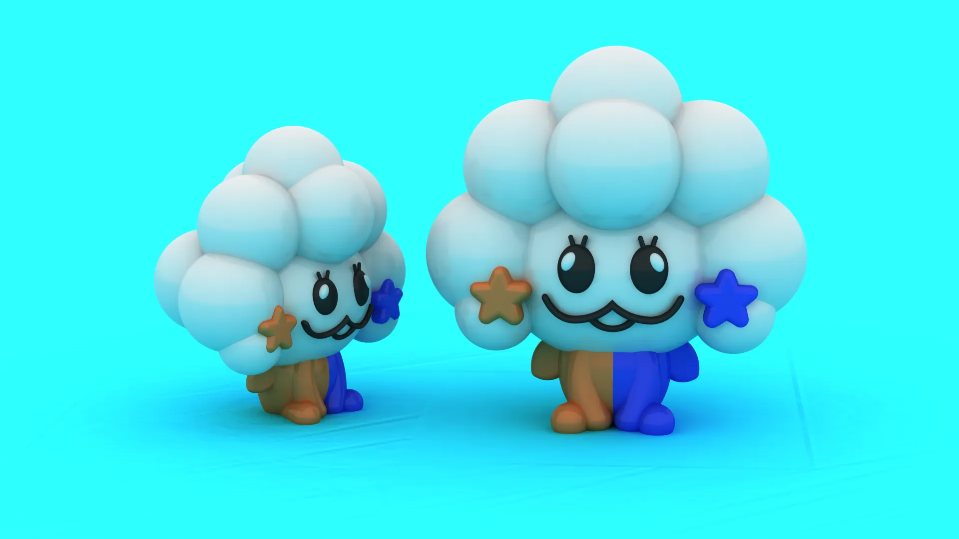 Cute Cloud Character - 3D Printable Anime Figure 3D Print Model .c4d .max .obj .3ds .fbx .stl .blend 