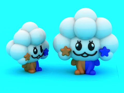 Cute Cloud Character - 3D Printable Anime Figure 3D Print Model