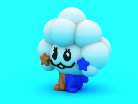 Cute Cloud Character - 3D Printable Anime Figure 3D Print Model