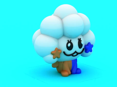 Cute Cloud Character - 3D Printable Anime Figure 3D Print Model