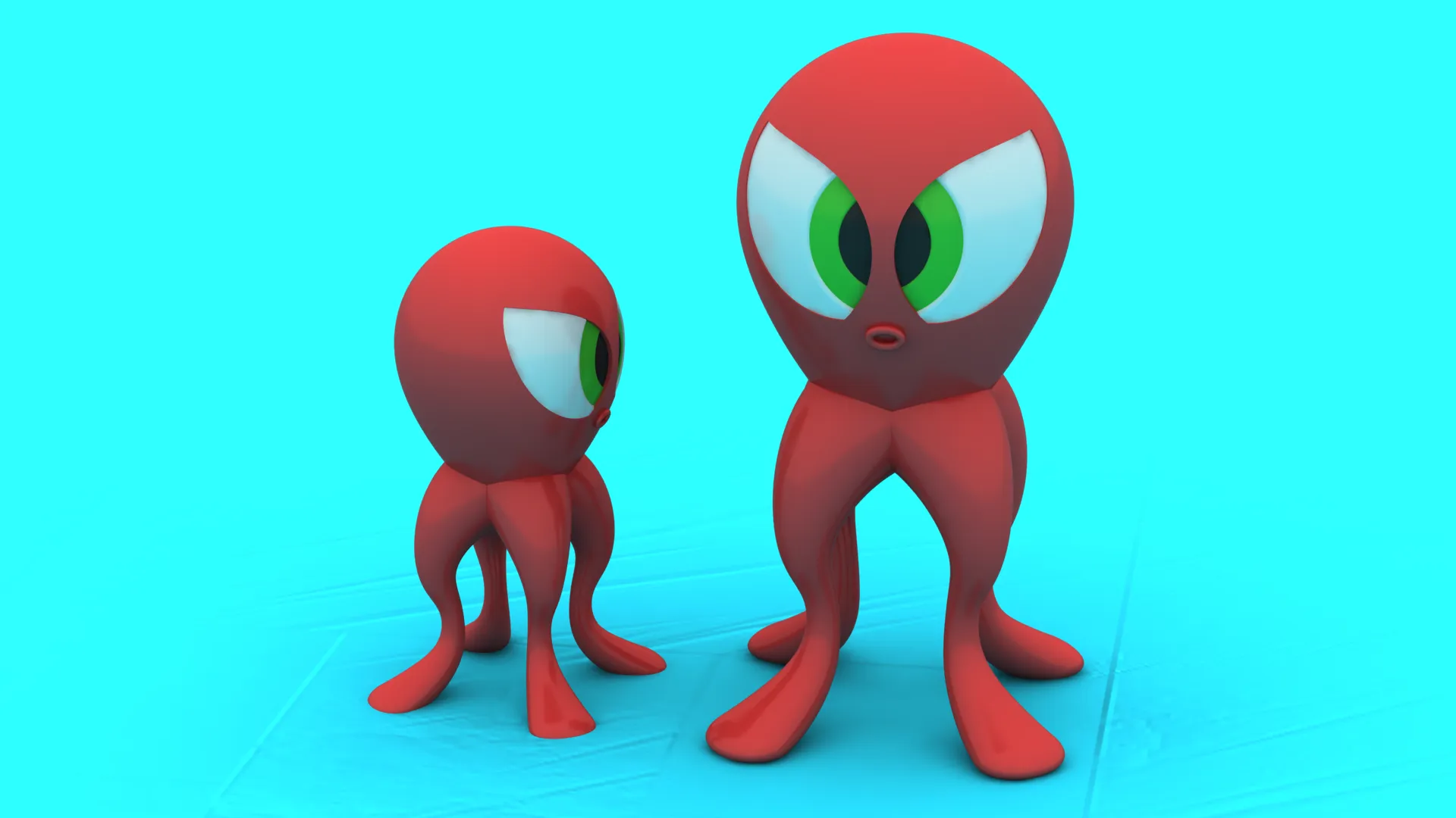 Chibi Red Octopus Pair - Desk Toy Collectible STL 3D Print Model .c4d .max .obj .3ds .fbx .stl .blend 