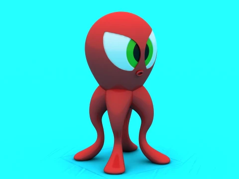 Chibi Red Octopus Pair - Desk Toy Collectible STL 3D Print Model