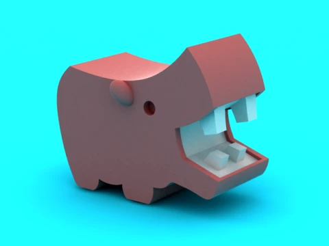 Cute Low-Poly Hippo - 3D Printable Desk Toy 3D Print Model