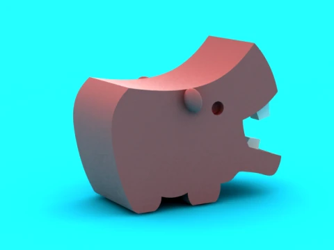 Cute Low-Poly Hippo - 3D Printable Desk Toy 3D Print Model
