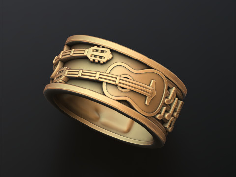 Modelo de impressão 3D do anel de guitarra clássico Modelo de Impressão 3D