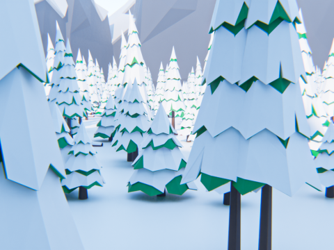 Low-Poly Winter Environment 3D Model
