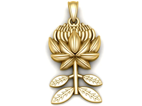 Elegant Golden Blooming Flower Pendant Design 3Dモデル