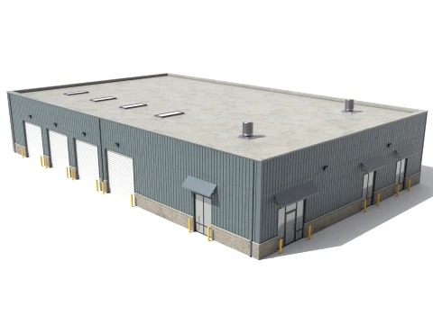 Warehouse Building 64 Game Ready PBR Modelo 3D