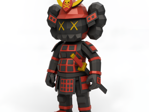 3D Printing Japanese Kaws Samurai Low Poly toy 3D Модель