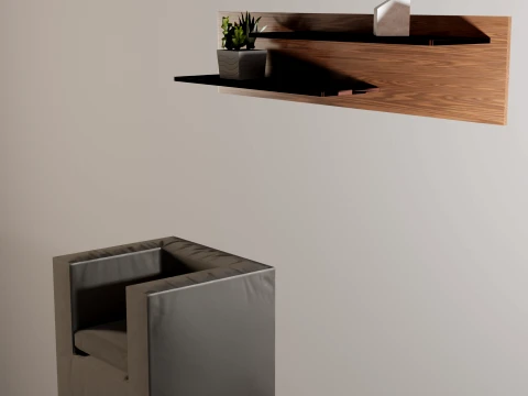 Shelving Wall Wooden 3D Model