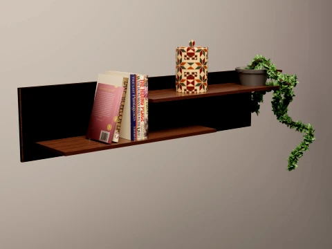 Shelving Wall Wooden 3D Model