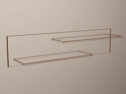 Shelving Wall Wooden 3D Model