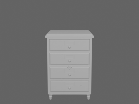 3D Vintage Wooden Bank Filing Cabinet Brass Hardware and Lock 3D Model