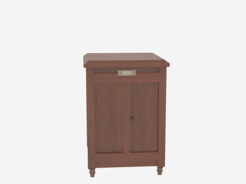 3D Vintage Wooden Bank Filing Cabinet Brass Hardware and Lock 3D Model