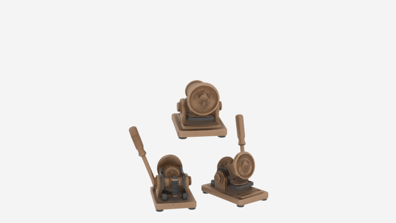 Professional Bronze Bank Seal Embosser Engraved Logo 3D Model .c4d .max .obj .3ds .fbx .stl .blend 