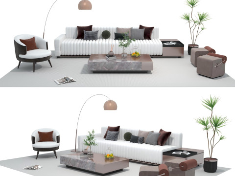 Fabric sofa set 17 3D Model