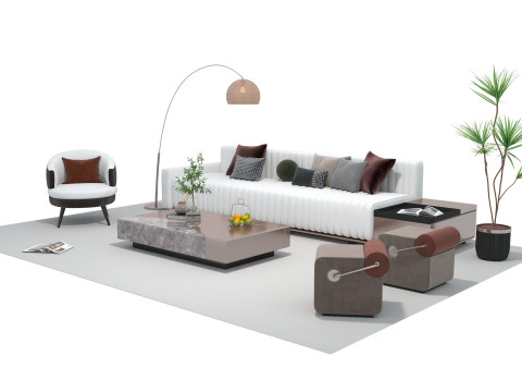 Fabric sofa set 17 3D Model