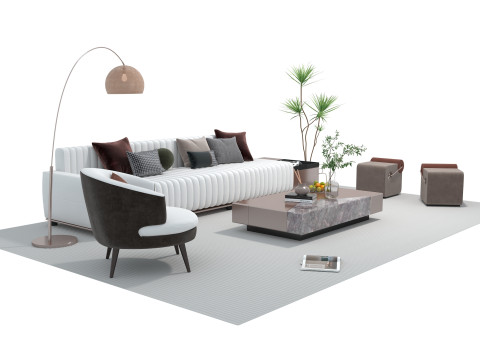 Fabric sofa set 17 3D Model
