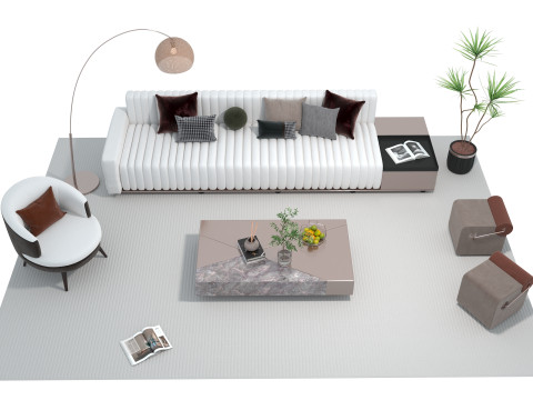 Fabric sofa set 17 3D Model